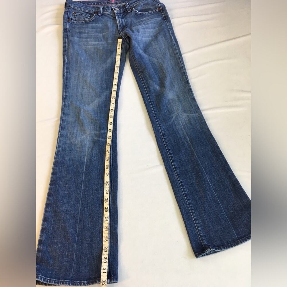 7 For All Mankind Pink Stitch Original Bootcut Jeans Premium Denim Mid Rise 27 - Picture 13 of 16
